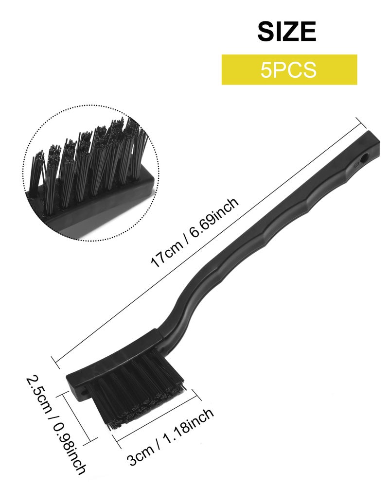 WAFJAMF 3 x 0.5cm Three Row Plastic Handle Anti Static Brushes Black Scraping Brushes 5 Pcs - Image 2